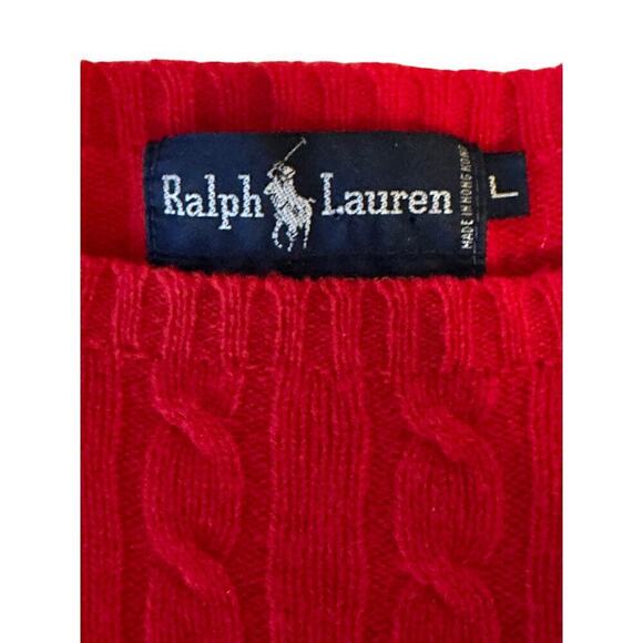 Vintage Ralph Lauren Women's Red Long Sleeve Lambs wool Pullover Sweater Size L - Picture 6 of 6
